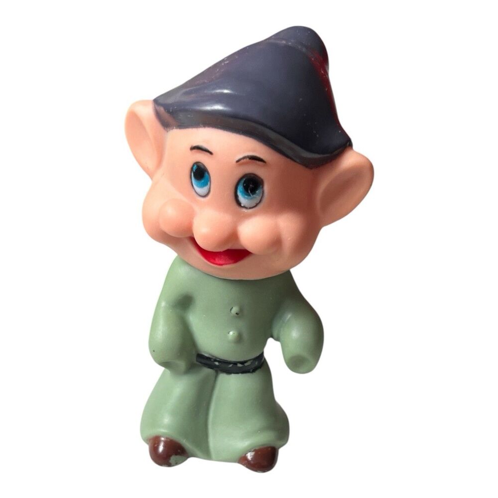 Vintage Disney Dopey Snow White Dwarfs Rubber Vinyl Squeak Toy Hong Kong 5"